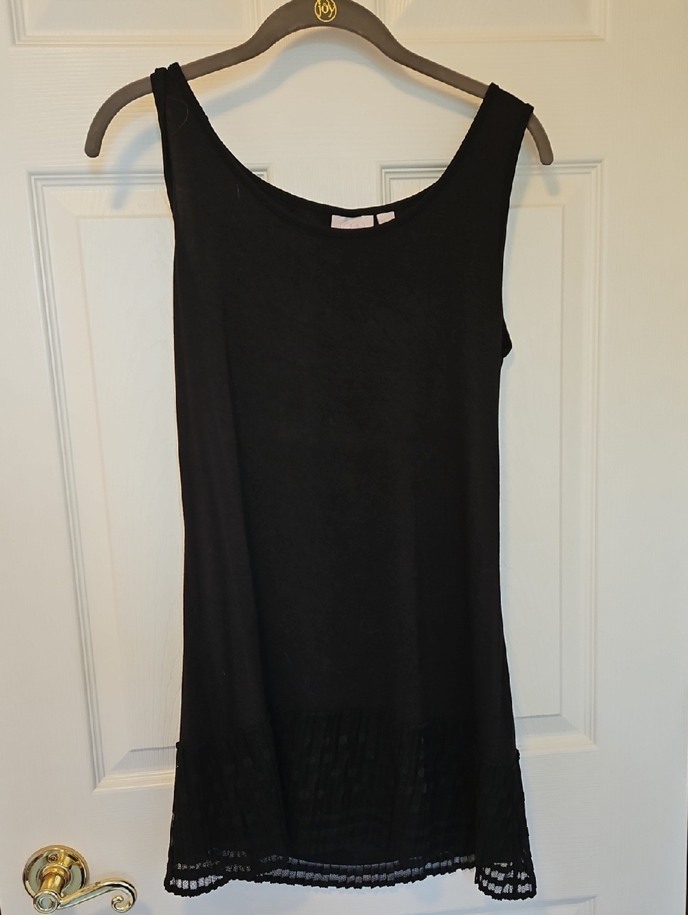 Logo Layers By Lori GoldsteinBlack Sleeveless Tank with Lace Trim